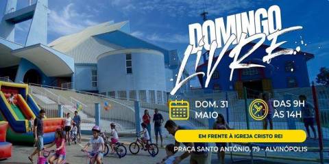 Domingo Livre será na praça em frente à Igreja Cristo Rei neste final de semana