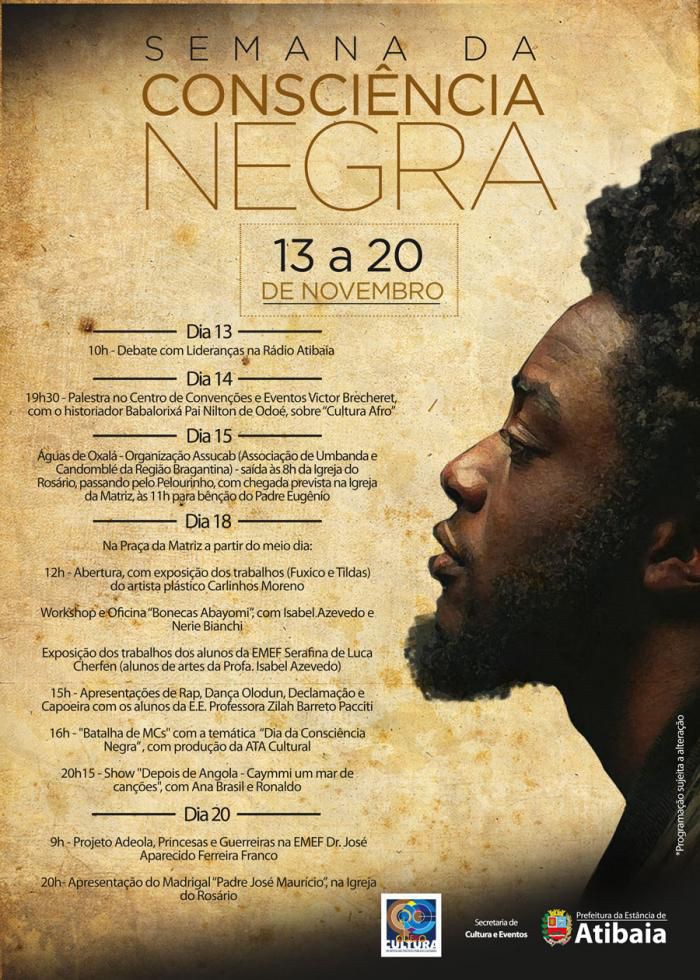 Semana da Consciência Negra começará na próxima segunda-feira em Atibaia
