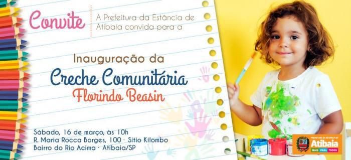 Prefeitura de Atibaia inaugura creche comunitária no bairro Rio Acima neste sábado (16)