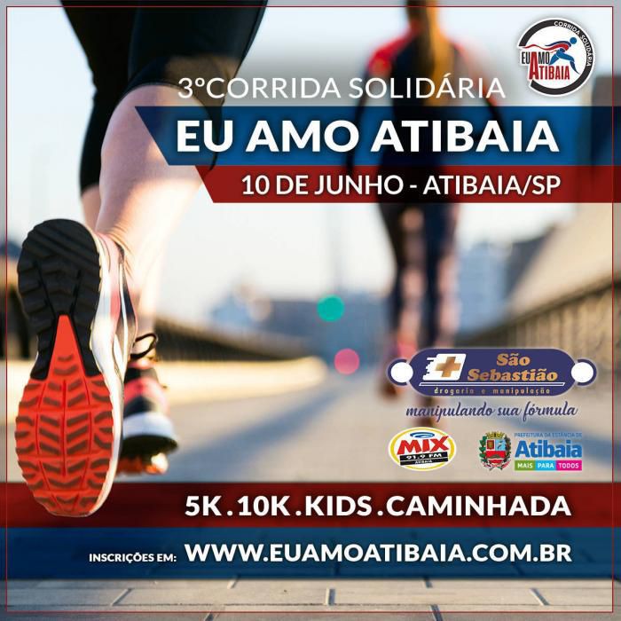 Inscrições para 3ª Corrida Solidária “Eu Amo Atibaia” estão abertas