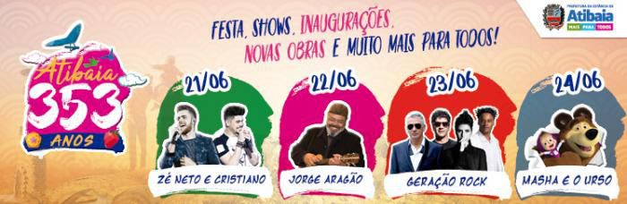 Shows marcam comemorações do aniversário dos 353 anos de Atibaia