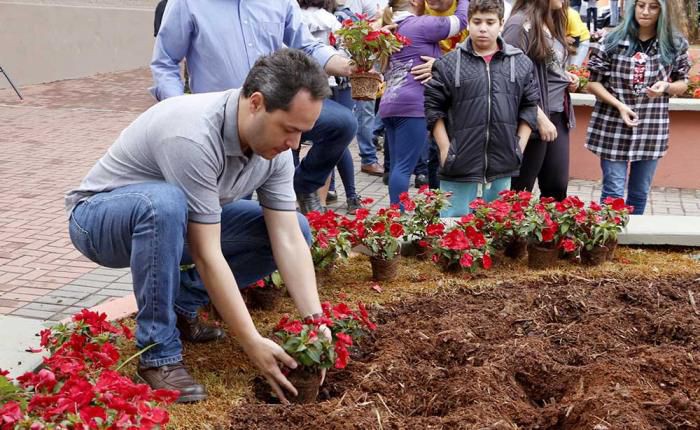 Fundo Social de Atibaia realizou plantio de flores pelo Programa Voluntários da Solidariedade