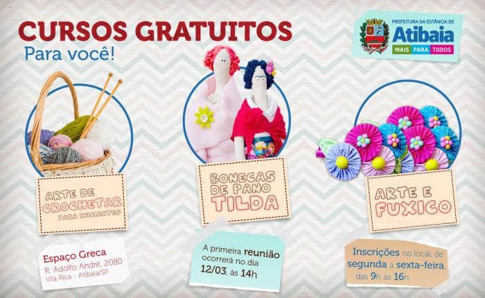 Prefeitura de Atibaia oferece três cursos gratuitos de artesanato